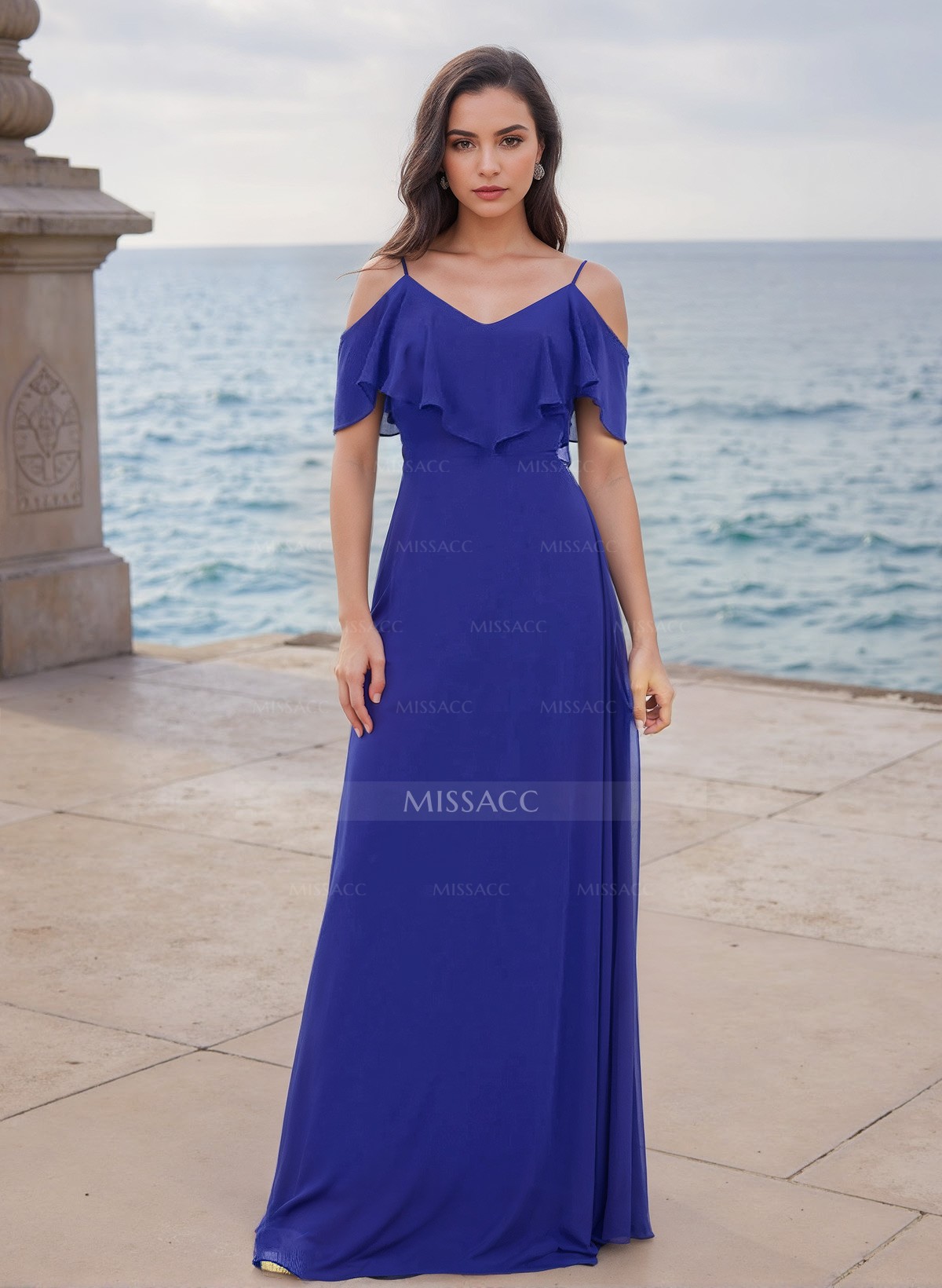 Sheath/Column V-Neck Sleeveless Chiffon(Non-Stretch) Bridesmaid Dresses