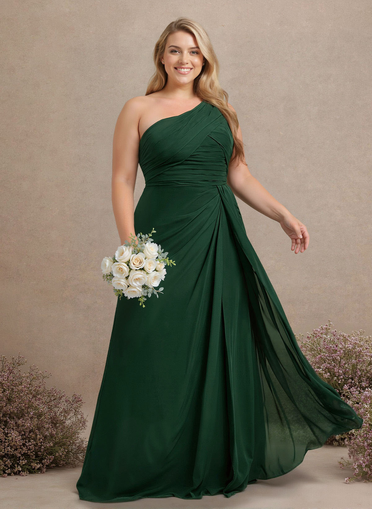 A-Line One-Shoulder Sleeveless Chiffon Bridesmaid Dresses With High Split A-Line One-Shoulder Sleeveless Chiffon Bridesmaid Dresses With High Split