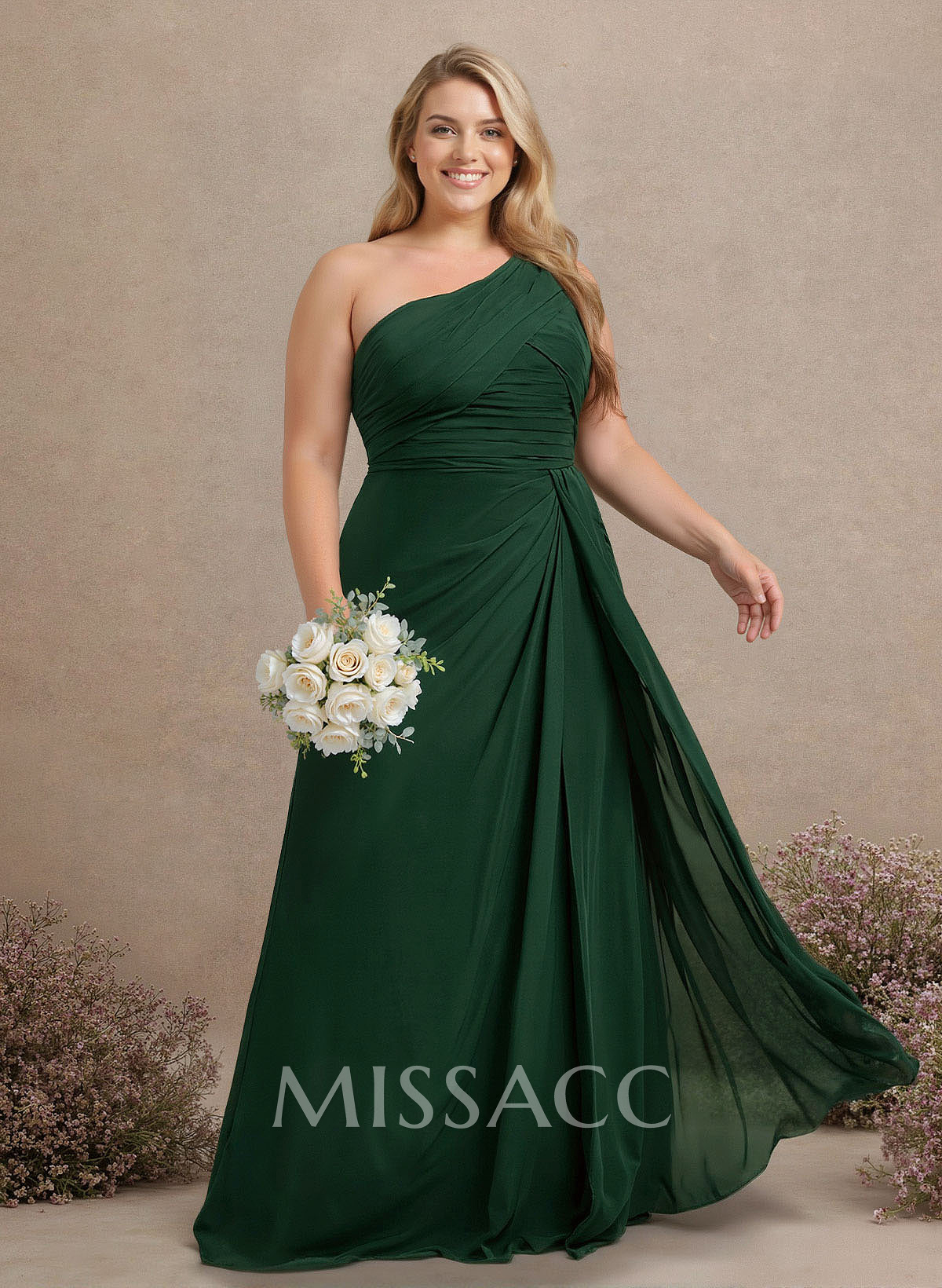 A-Line One-Shoulder Sleeveless Chiffon Bridesmaid Dresses With High Split A-Line One-Shoulder Sleeveless Chiffon Bridesmaid Dresses With High Split