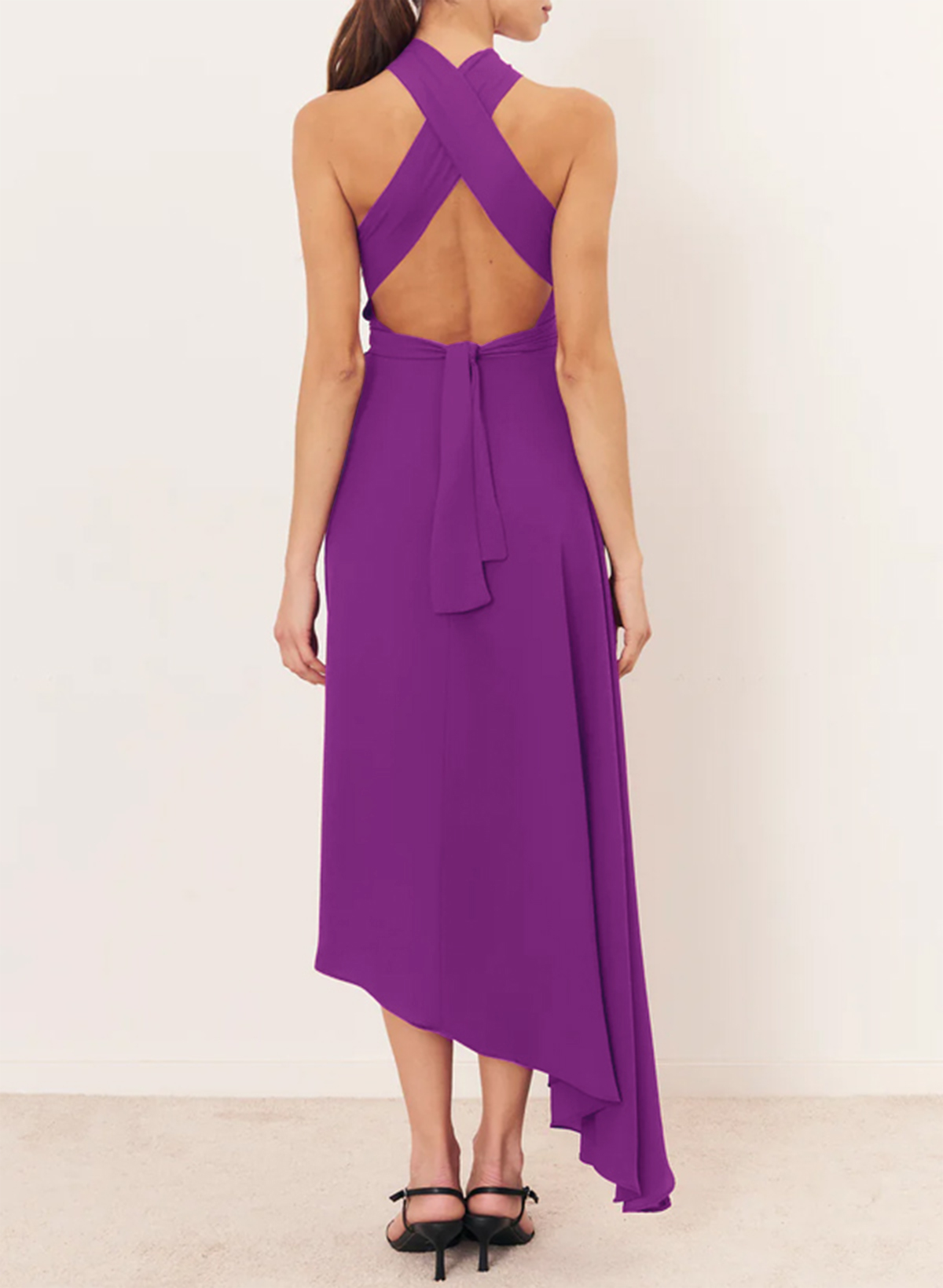 Sheath/Column Halter Asymmetrical Stretch Chiffon Bridesmaid Dresses With Back Hole
