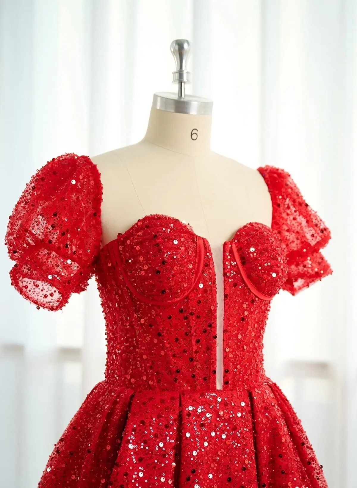 non basic homecoming dresses Missacc Red Homecoming Dresses Ball-Gown Sweetheart Short Sleeves Sequined(Non-Stretch) Homecoming Dresses