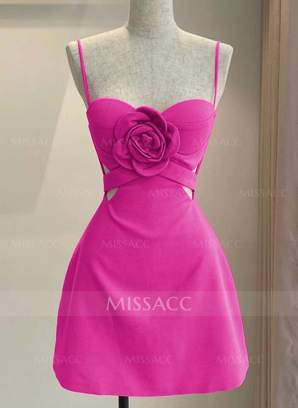 Sheath/Column Elastic Satin(Slight Stretch) Homecoming Dresses With Flower(s)