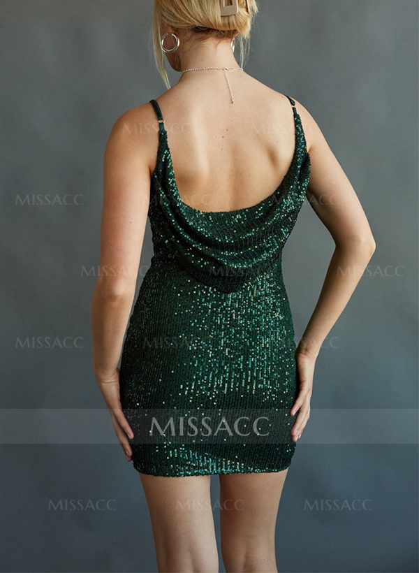 Sheath/Column Short/Mini Sequined(Non-Stretch) Homecoming Dresses