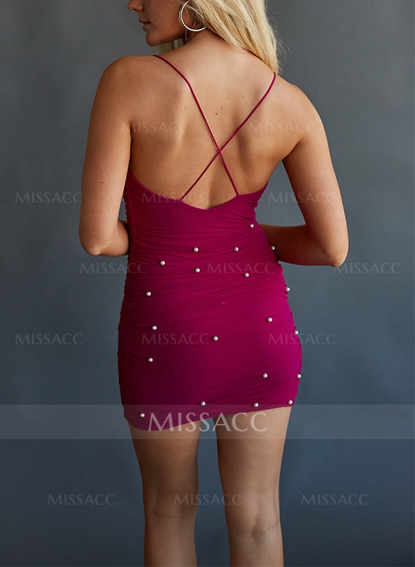 Sheath/Column Short/Mini Homecoming Dresses With Beading