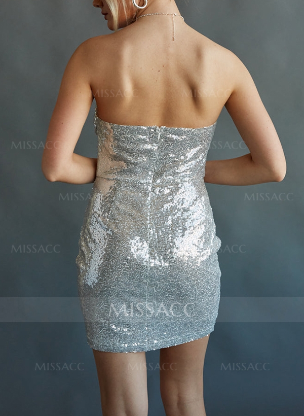 Sheath/Column Sweetheart Sequined(Non-Stretch) Homecoming Dresses