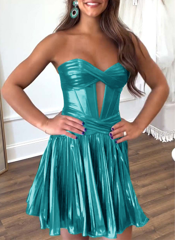A-Line Sweetheart Silk Like Satin(Non-Stretch) Homecoming Dresses