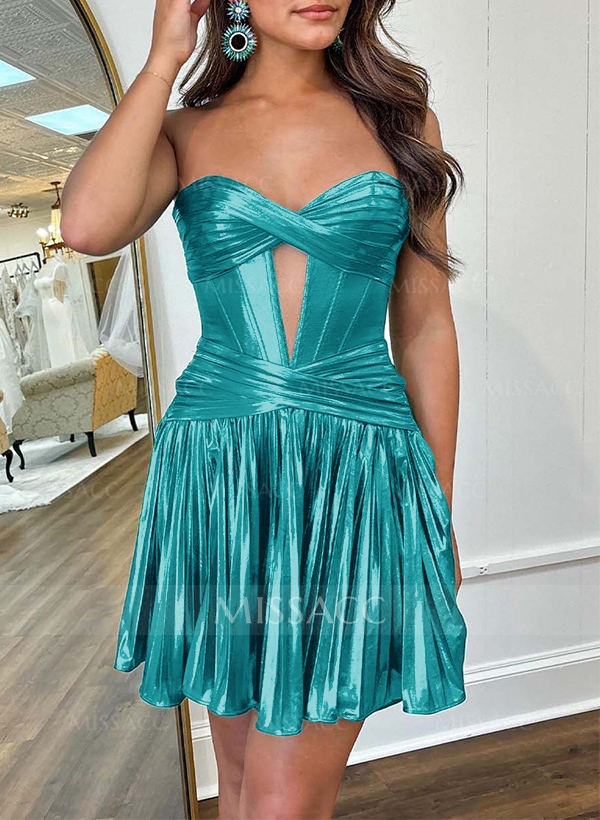 A-Line Sweetheart Silk Like Satin(Non-Stretch) Homecoming Dresses