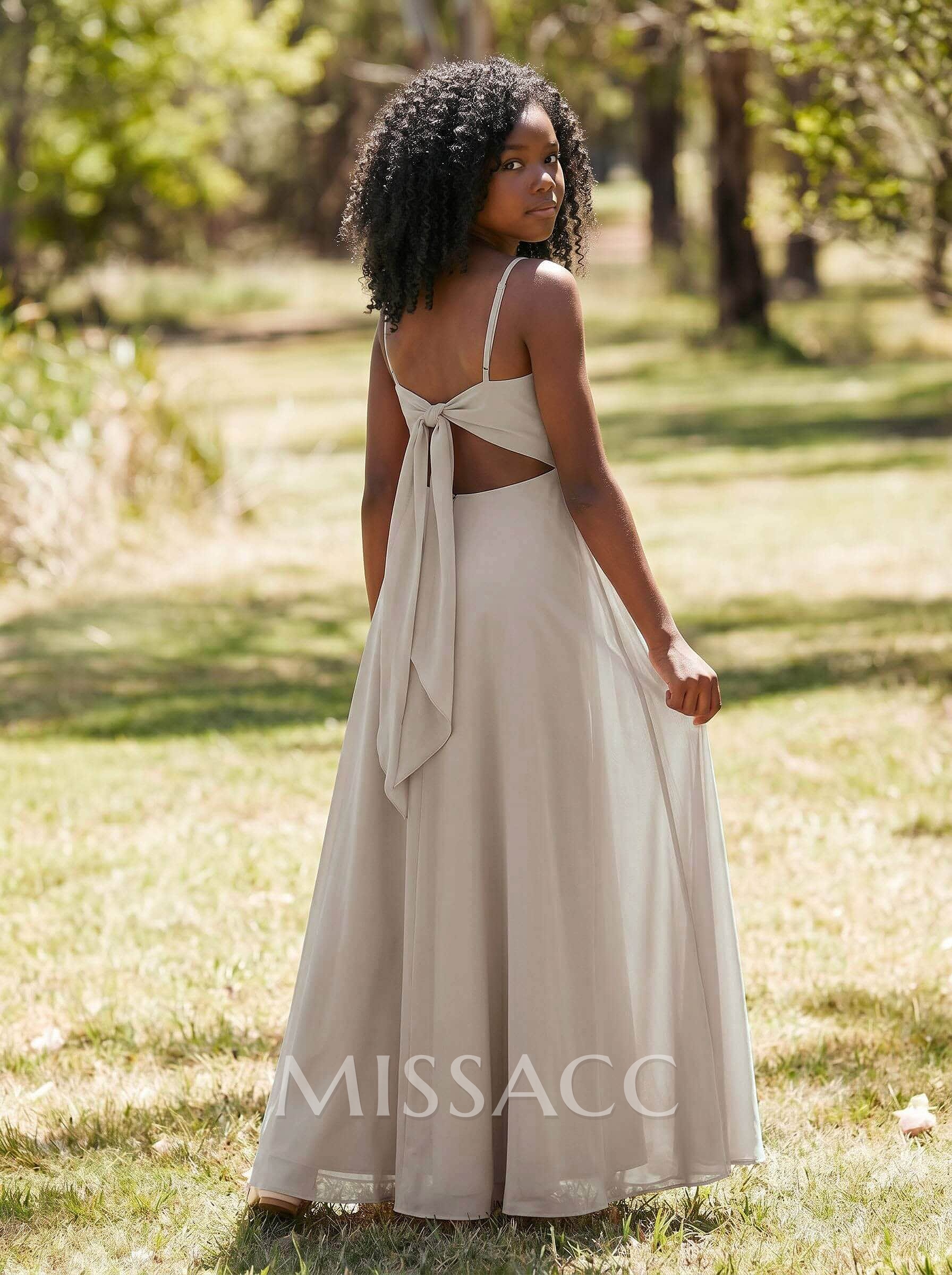 A-Line Cowl Neck Sleeveless Chiffon Junior Bridesmaid Dresses With Back Hole A-Line Cowl Neck Sleeveless Chiffon Junior Bridesmaid Dresses With Back Hole
