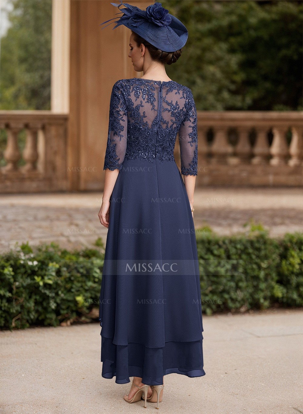 A-Line Asymmetrical Chiffon Mother Of The Bride Dresses With Appliques Lace