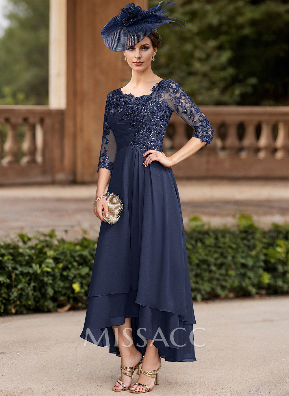 A-Line Asymmetrical Chiffon Mother Of The Bride Dresses With Appliques Lace