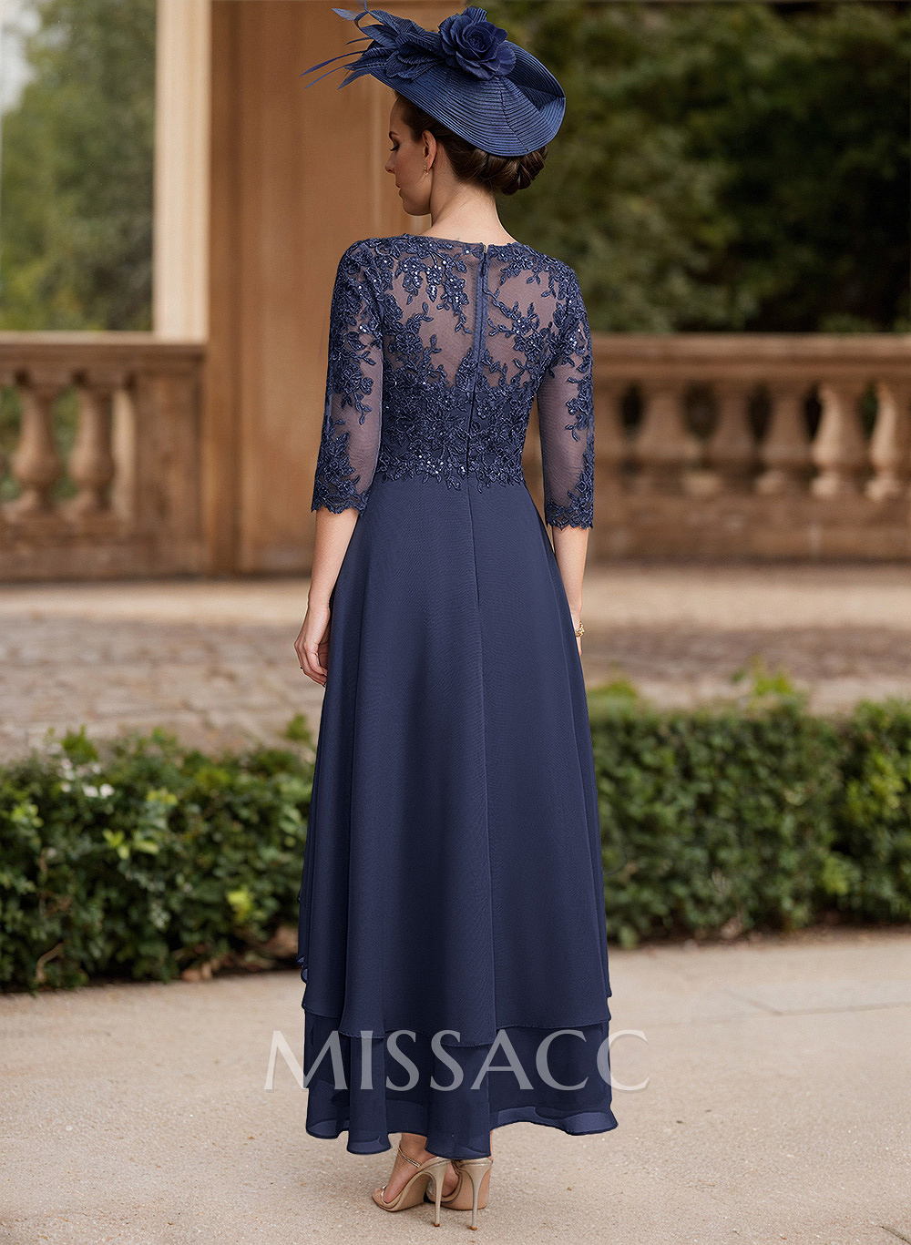 A-Line Asymmetrical Chiffon Mother Of The Bride Dresses With Appliques Lace