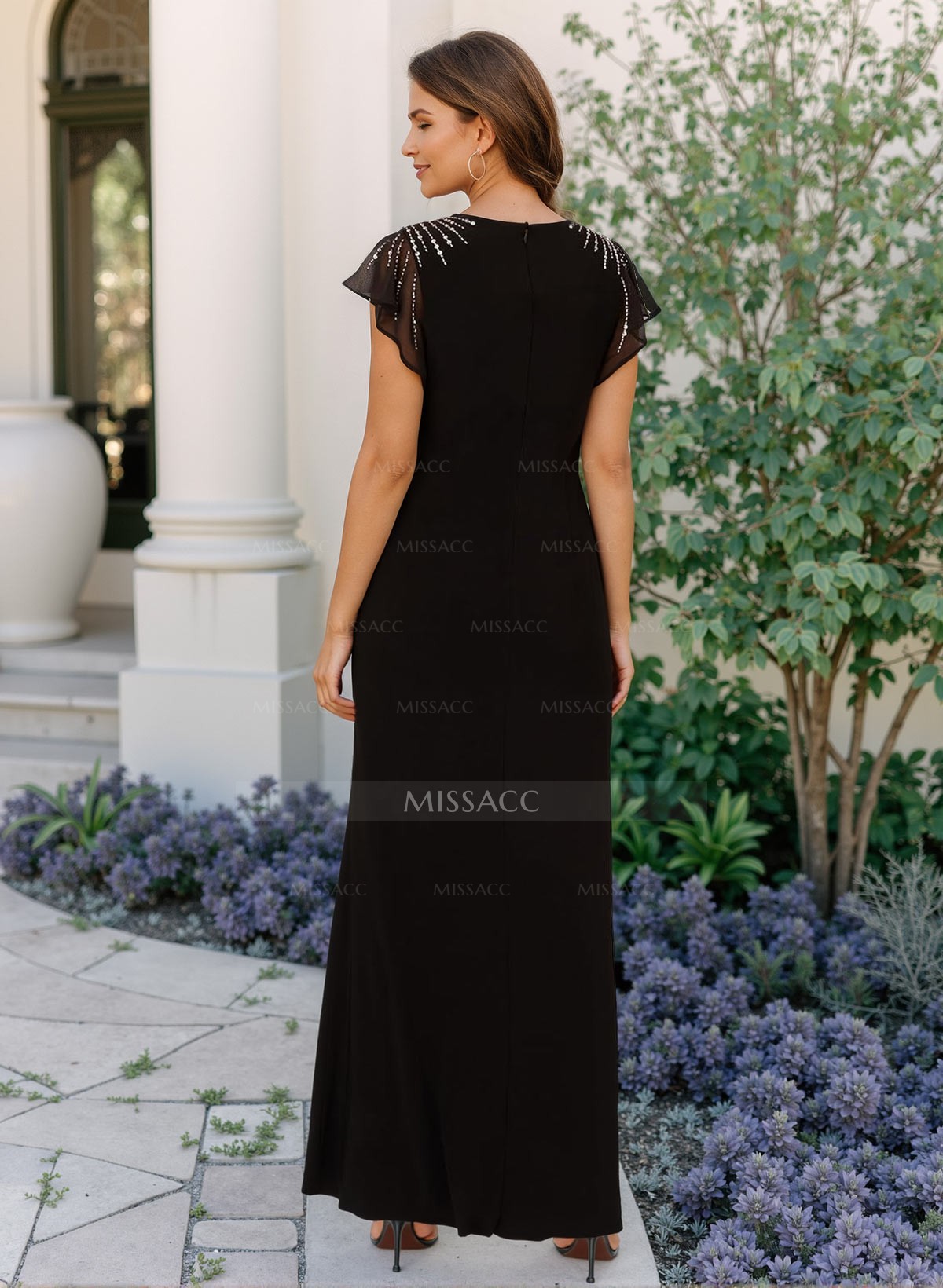 Sheath/Column Chiffon Mother Of The Bride Dresses With Ruffle/High Split