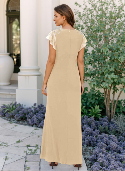 Sheath/Column Chiffon Mother Of The Bride Dresses With Ruffle/High Split