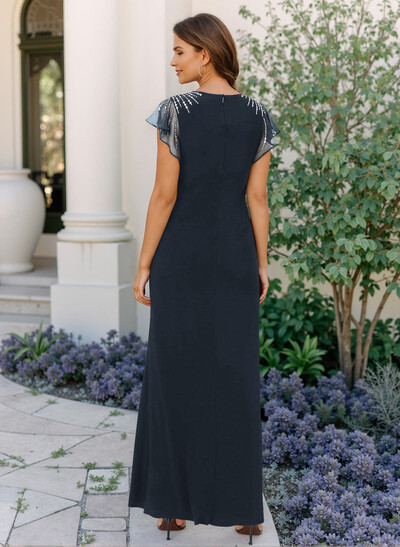 Sheath/Column Chiffon Mother Of The Bride Dresses With Ruffle/High Split