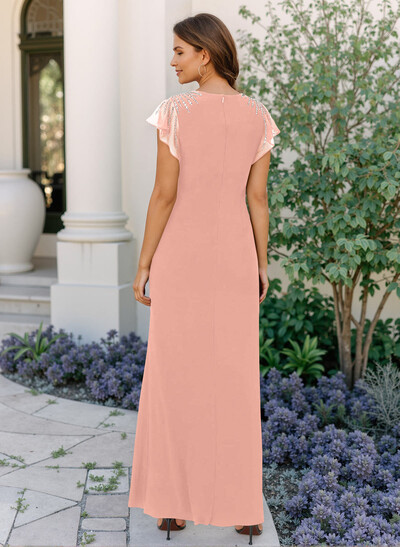 Sheath/Column Chiffon Mother Of The Bride Dresses With Ruffle/High Split
