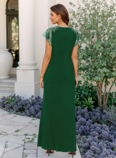 Sheath/Column Chiffon Mother Of The Bride Dresses With Ruffle/High Split