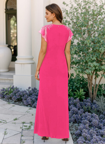Sheath/Column Chiffon Mother Of The Bride Dresses With Ruffle/High Split