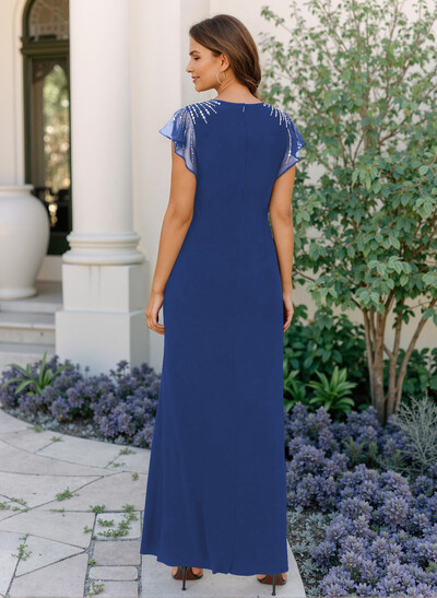 Sheath/Column Chiffon Mother Of The Bride Dresses With Ruffle/High Split