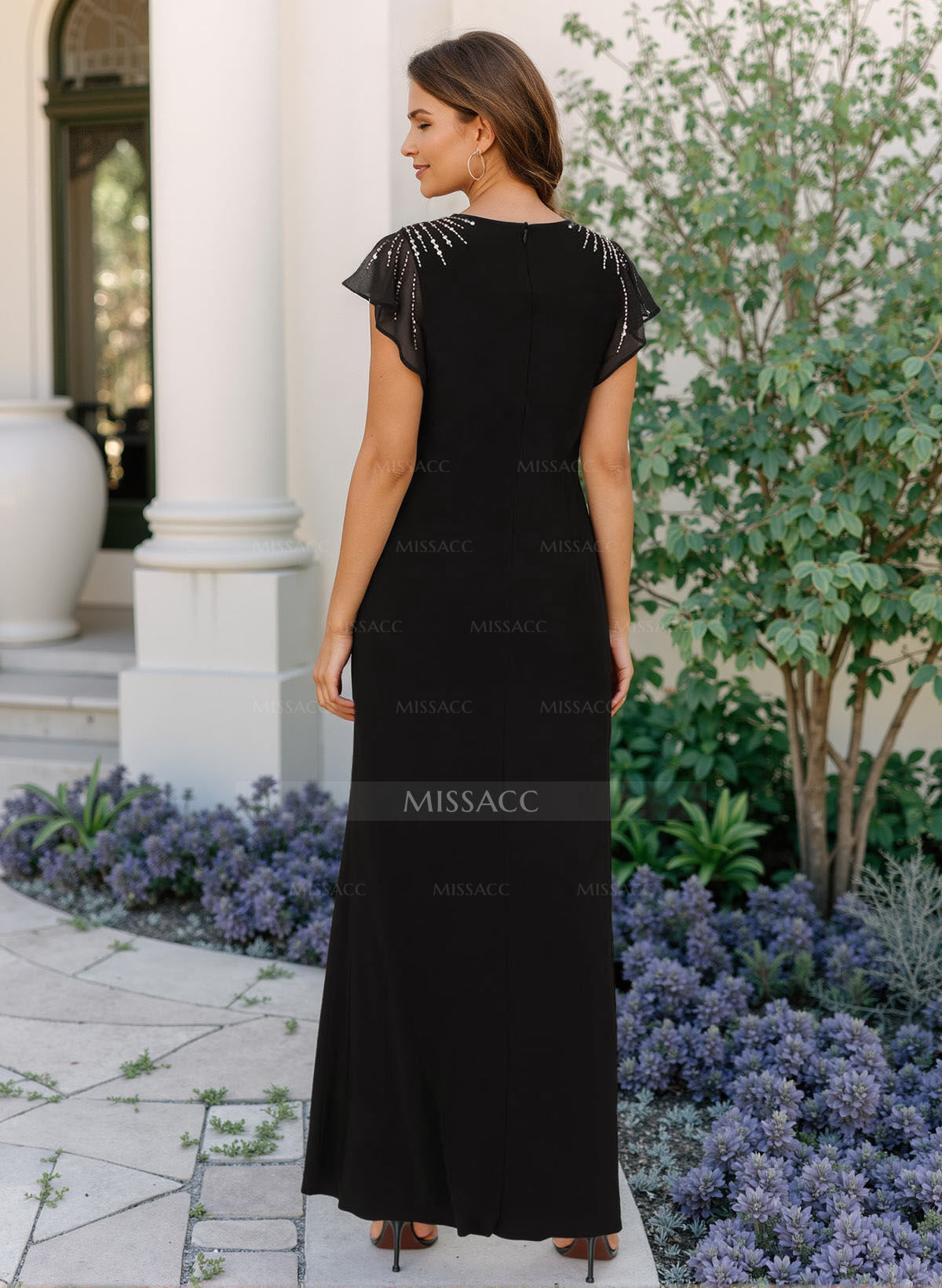 Sheath/Column Chiffon Mother Of The Bride Dresses With Ruffle/High Split