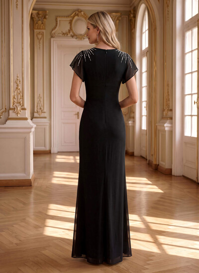 Sheath/Column Chiffon Mother Of The Bride Dresses With Ruffle/High Split