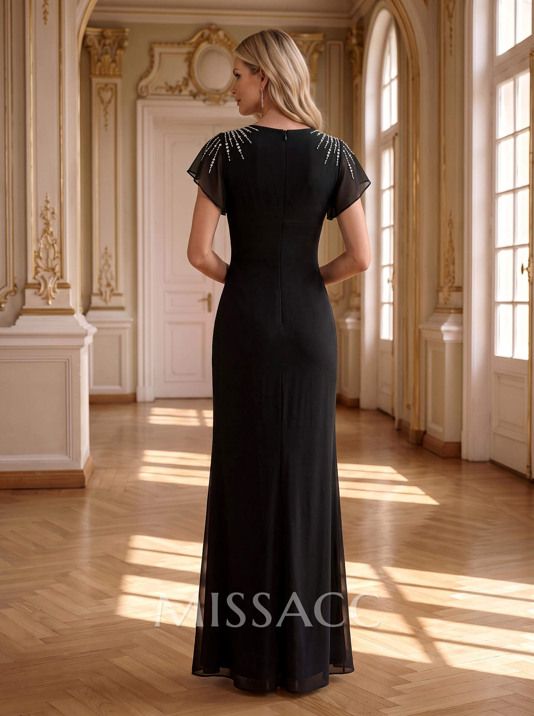 Sheath/Column Chiffon Mother Of The Bride Dresses With Ruffle/High Split Sheath/Column Chiffon Mother Of The Bride Dresses With Ruffle/High Split