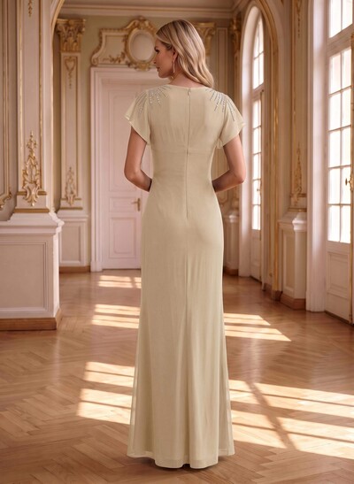 Sheath/Column Chiffon Mother Of The Bride Dresses With Ruffle/High Split