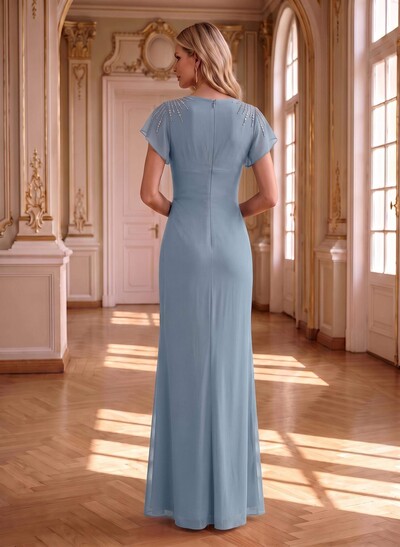 Sheath/Column Chiffon Mother Of The Bride Dresses With Ruffle/High Split