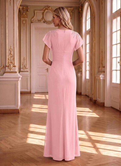 Sheath/Column Chiffon Mother Of The Bride Dresses With Ruffle/High Split