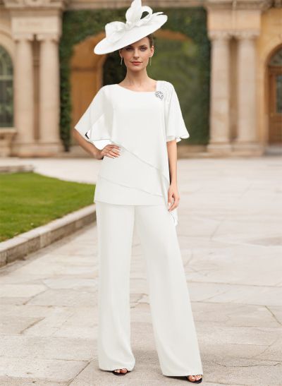 Jumpsuit/Pantsuit Asymmetrical Chiffon Mother Of The Bride Dresses