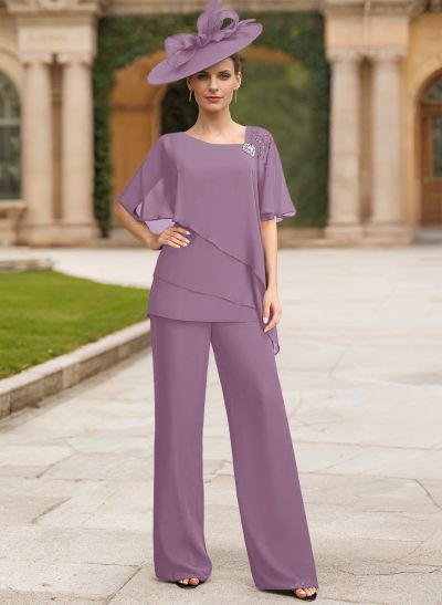 Jumpsuit/Pantsuit Asymmetrical Chiffon Mother Of The Bride Dresses