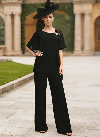 Jumpsuit/Pantsuit Asymmetrical Chiffon Mother Of The Bride Dresses