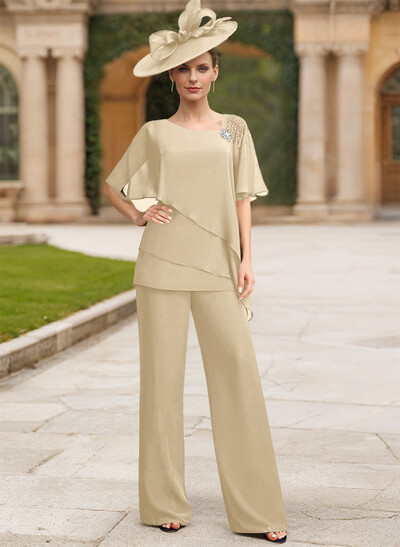 Jumpsuit/Pantsuit Asymmetrical Chiffon Mother Of The Bride Dresses