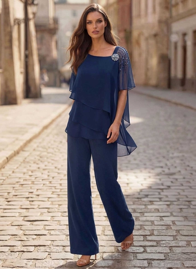 Jumpsuit/Pantsuit Asymmetrical Chiffon Mother Of The Bride Dresses