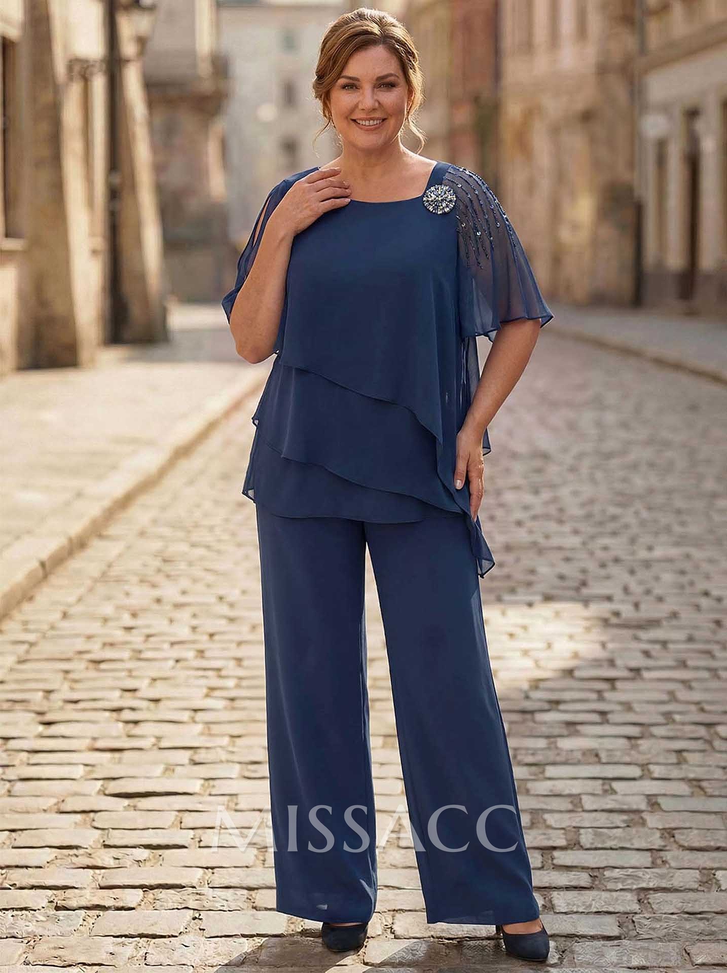 Jumpsuit/Pantsuit Asymmetrical Chiffon Mother Of The Bride Dresses