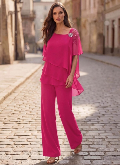 Jumpsuit/Pantsuit Asymmetrical Chiffon Mother Of The Bride Dresses