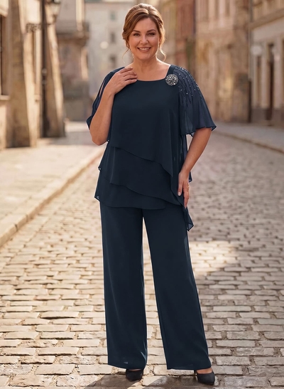 Jumpsuit/Pantsuit Asymmetrical Chiffon Mother Of The Bride Dresses