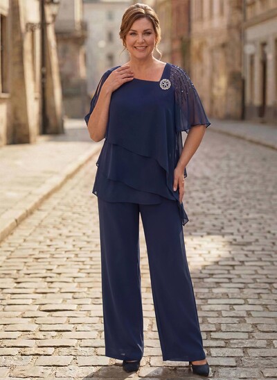 Jumpsuit/Pantsuit Asymmetrical Chiffon Mother Of The Bride Dresses