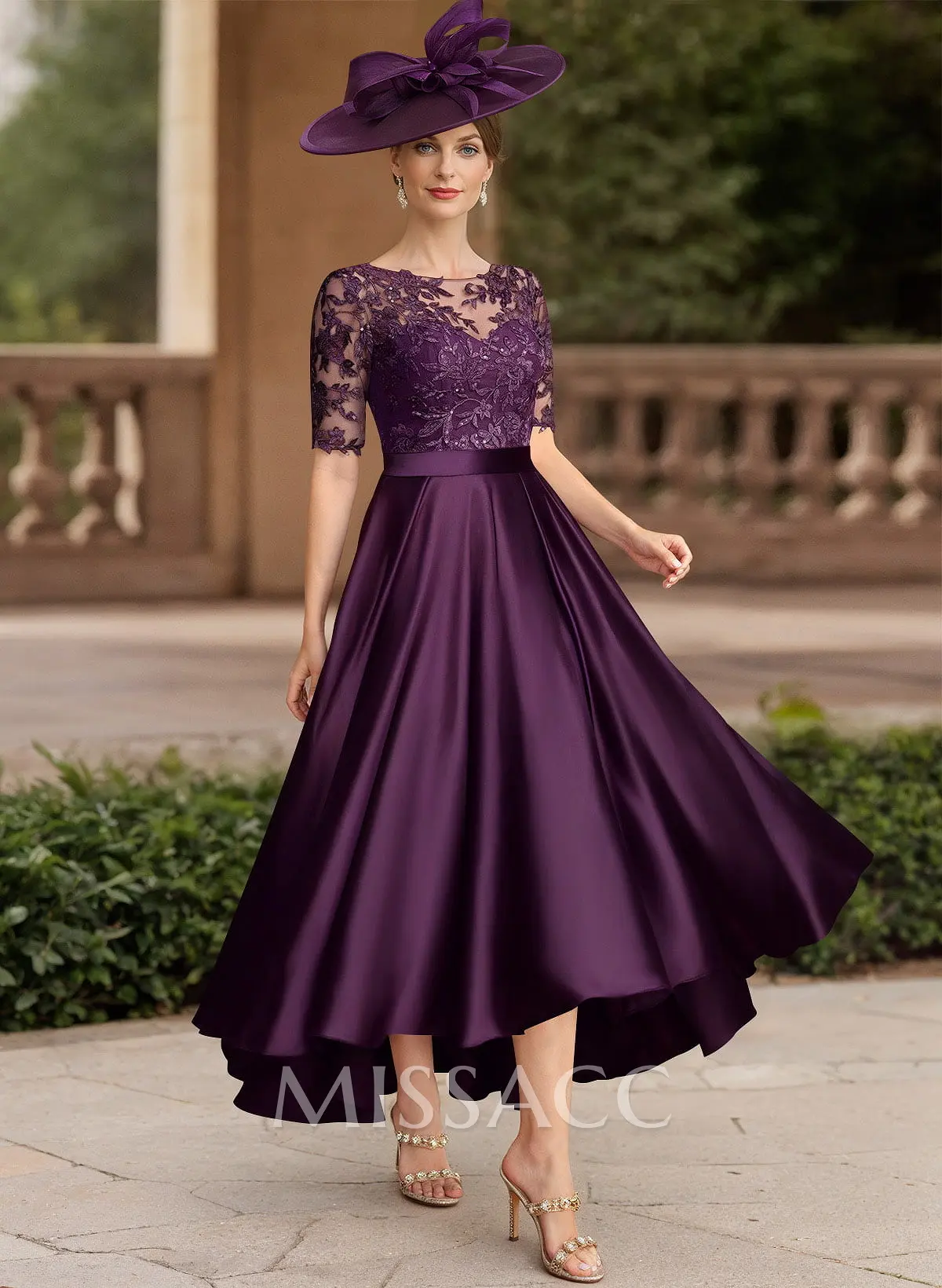 lace sleeve bridesmaid dress Modest Bridesmaid Dresses Chiffon Cap Sleeves Lace Appliques main image 1
