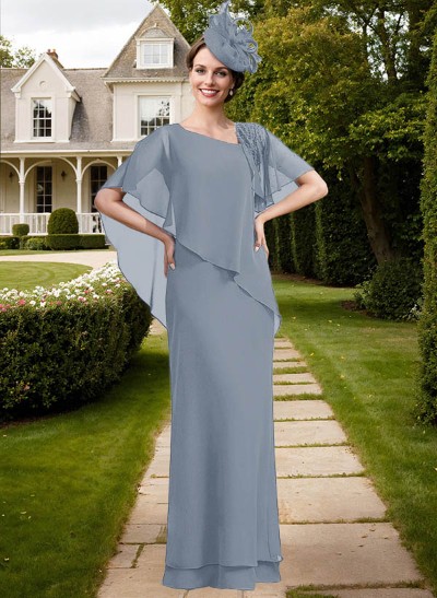 Sheath/Column Asymmetrical Chiffon Mother Of The Bride Dresses With Ruffle