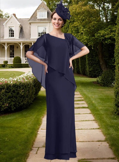 Sheath/Column Asymmetrical Chiffon Mother Of The Bride Dresses With Ruffle