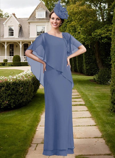 Sheath/Column Asymmetrical Chiffon Mother Of The Bride Dresses With Ruffle