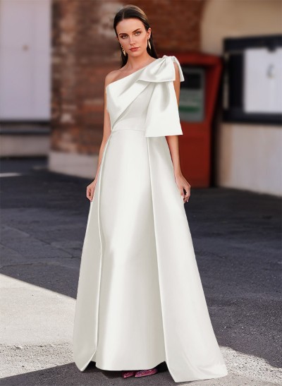 Sheath/Column One-Shoulder Satin Mother Of The Bride Dresses With Bow(s)