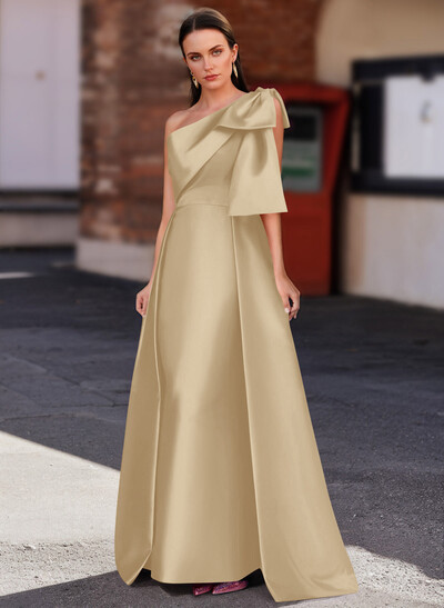 Sheath/Column One-Shoulder Satin Mother Of The Bride Dresses With Bow(s)
