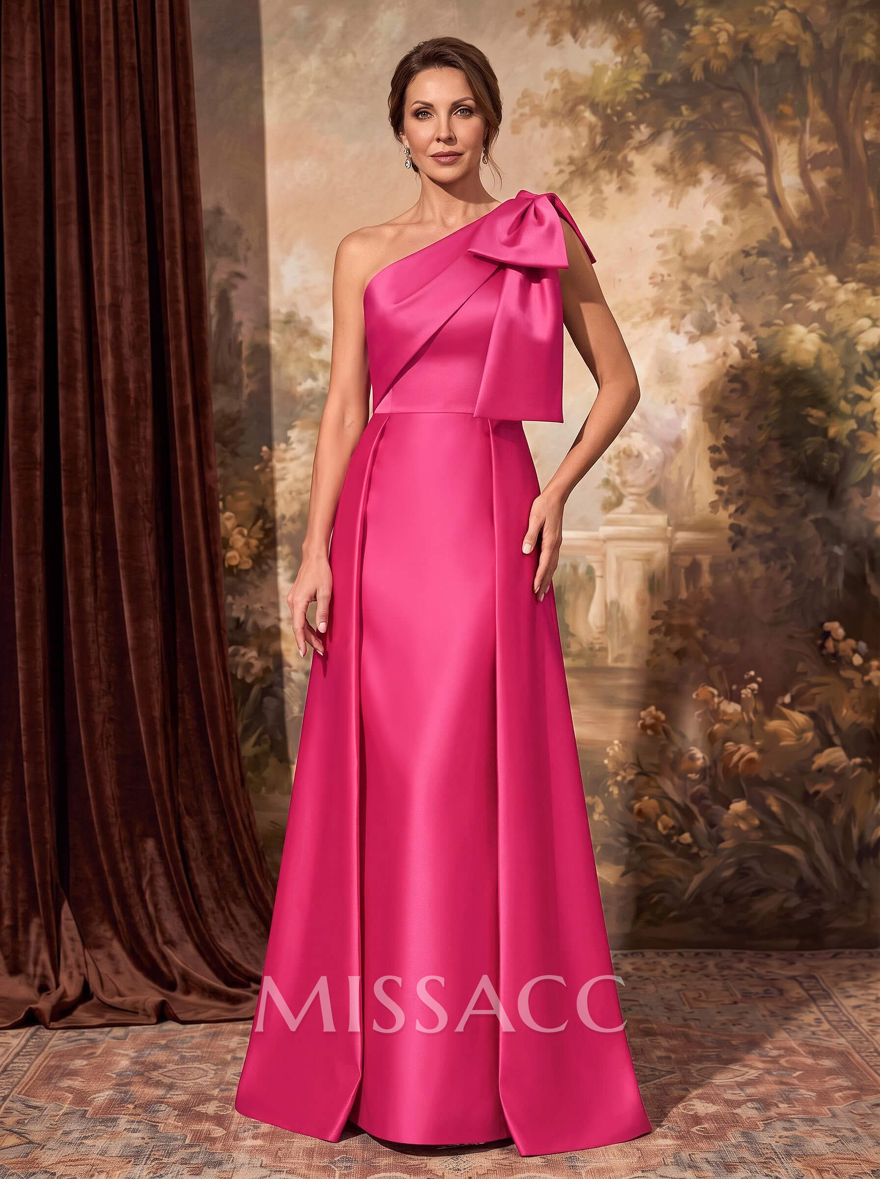 Sheath/Column One-Shoulder Satin Mother Of The Bride Dresses With Bow(s) Sheath/Column One-Shoulder Satin Mother Of The Bride Dresses With Bow(s)