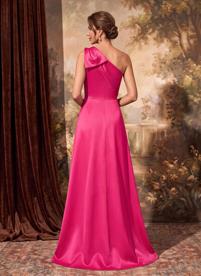 Sheath/Column One-Shoulder Satin Mother Of The Bride Dresses With Bow(s)