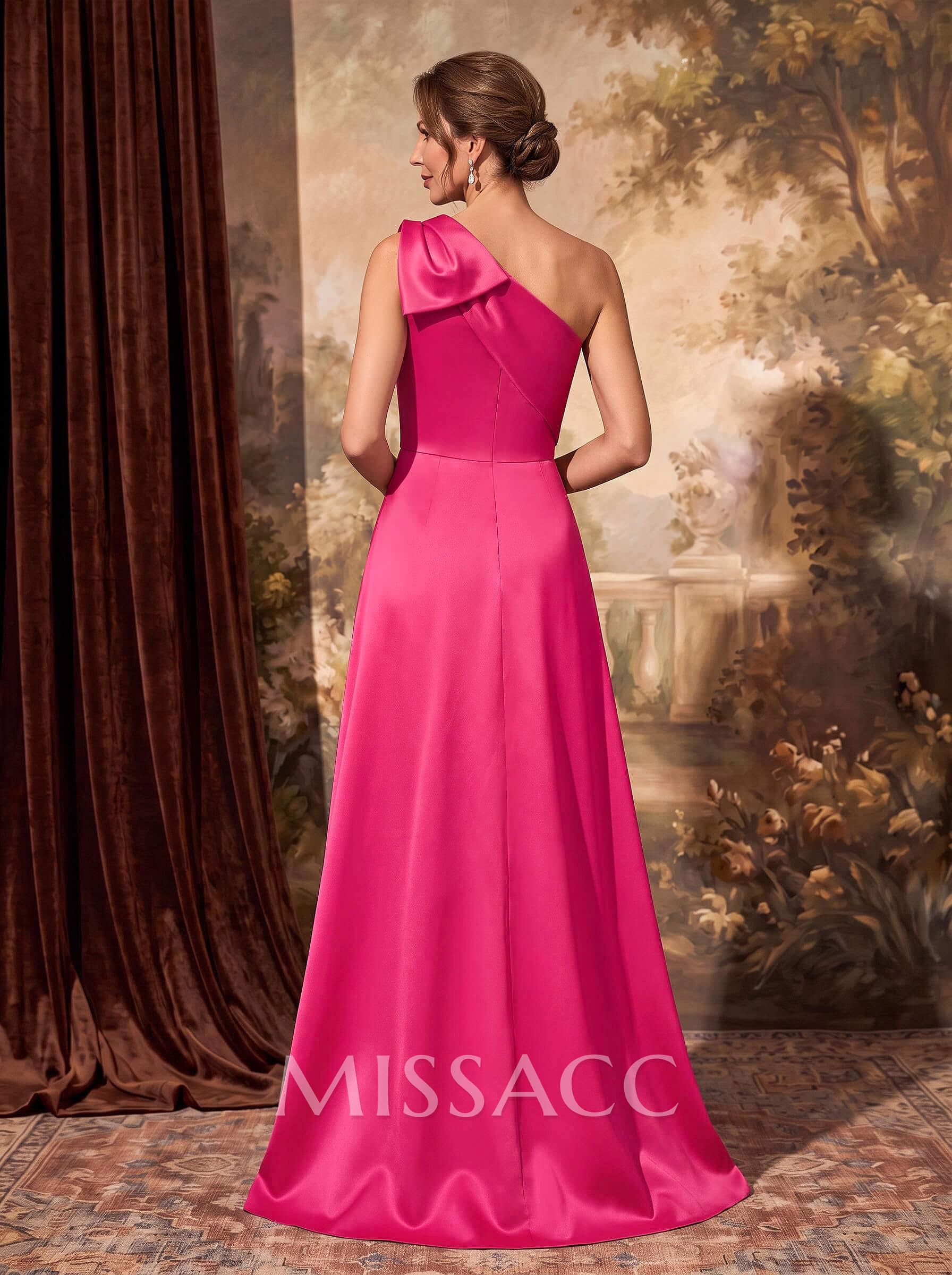 Sheath/Column One-Shoulder Satin Mother Of The Bride Dresses With Bow(s) Sheath/Column One-Shoulder Satin Mother Of The Bride Dresses With Bow(s)