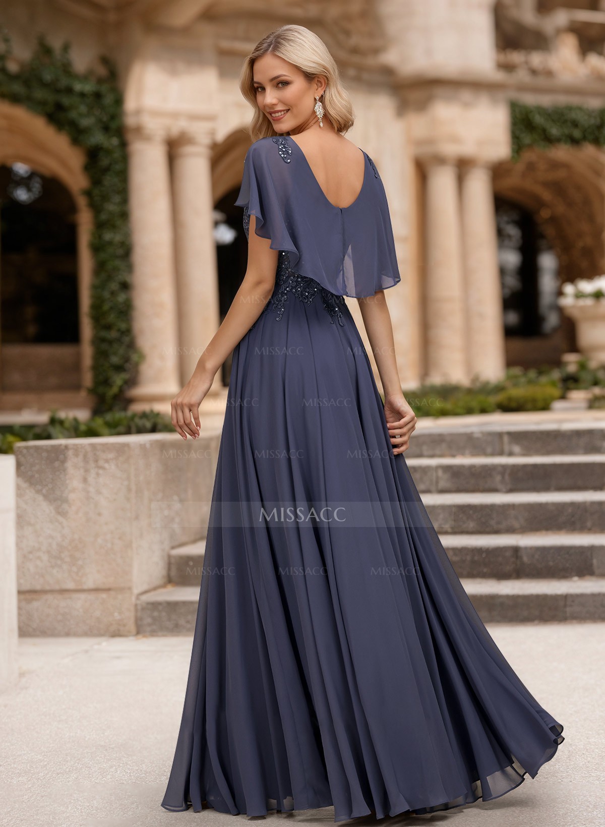 A-Line Scoop Neck Sleeveless Chiffon Mother Of The Bride Dresses With Lace