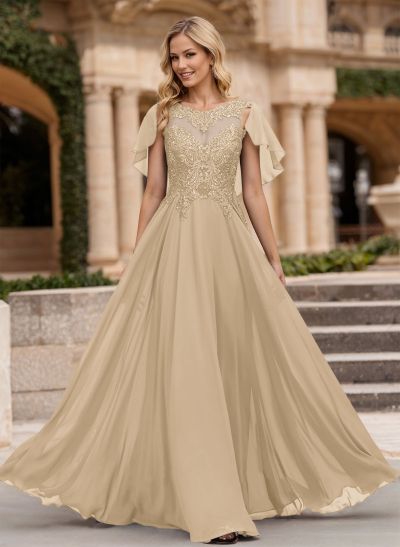 A-Line Scoop Neck Sleeveless Chiffon Mother Of The Bride Dresses With Lace