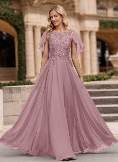 A-Line Scoop Neck Sleeveless Chiffon Mother Of The Bride Dresses With Lace