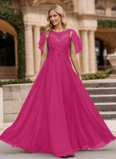 A-Line Scoop Neck Sleeveless Chiffon Mother Of The Bride Dresses With Lace